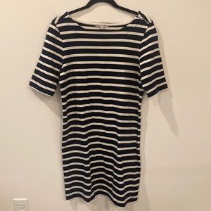 Gap 100% cotton navy and white stripe dress